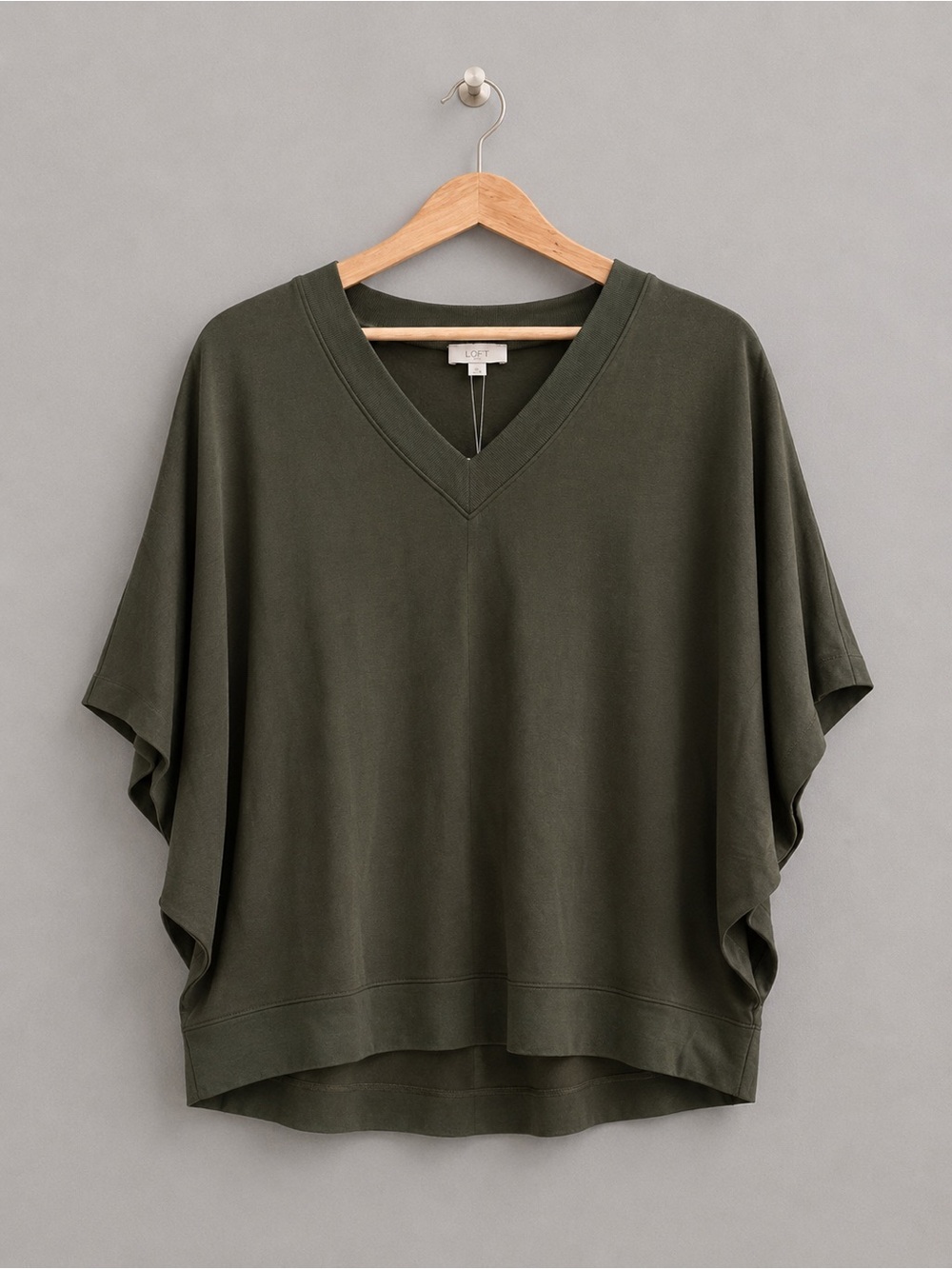 LOFT Olive V-Neck Dolman Pullover